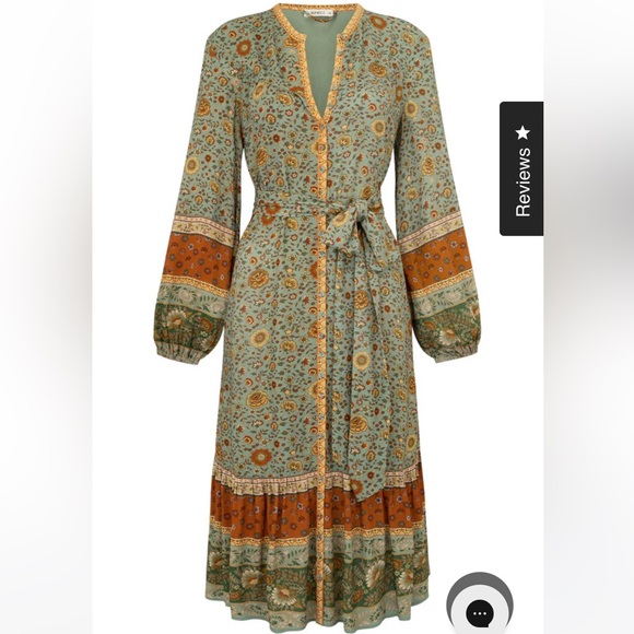 NWT Spell Lady Untamed Button Through Midi in Matcha size small - Picture 6 of 16